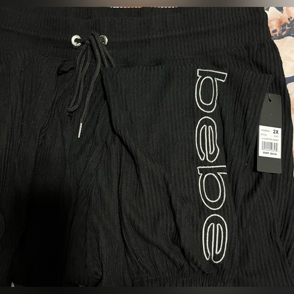 Bebe Size:2X Women Set  ALLOVER Rib Hoodie/ ALLOVER Rib Hoodie Jogger Black - Picture 11 of 15